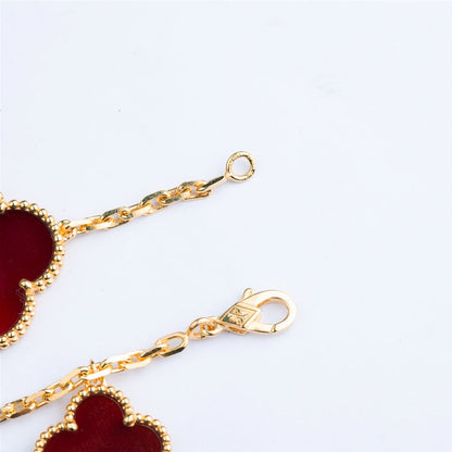 [Leaves]CLOVER BRACELET 5 MOTIFS CARNELIAN TIGER EYE