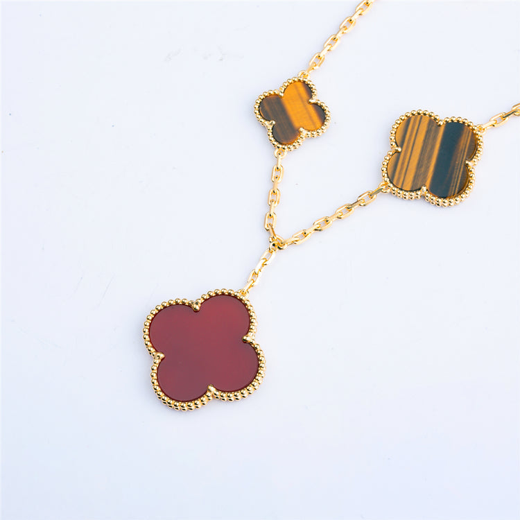 [Leaves]CLOVER BRACELET 5 MOTIFS CARNELIAN TIGER EYE