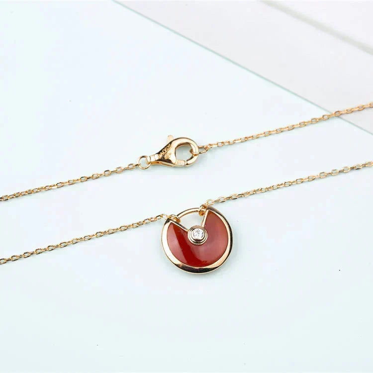 [Leaves]AMULETTE GOLD CARNELIAN ONYX NECKLACE
