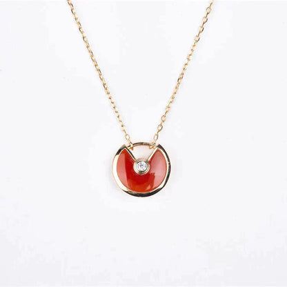 [Leaves]AMULETTE GOLD CARNELIAN ONYX NECKLACE