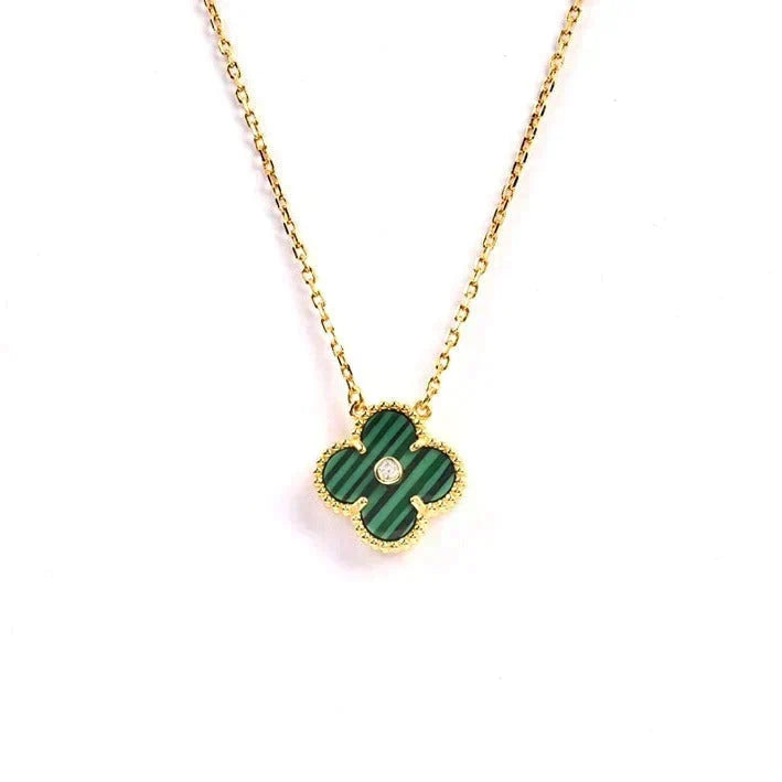 [Leaves]CLOVER 15MM DIAMOND TURQUOISE NECKLACE