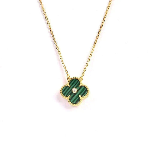 [Leaves]CLOVER 15MM DIAMOND TURQUOISE NECKLACE
