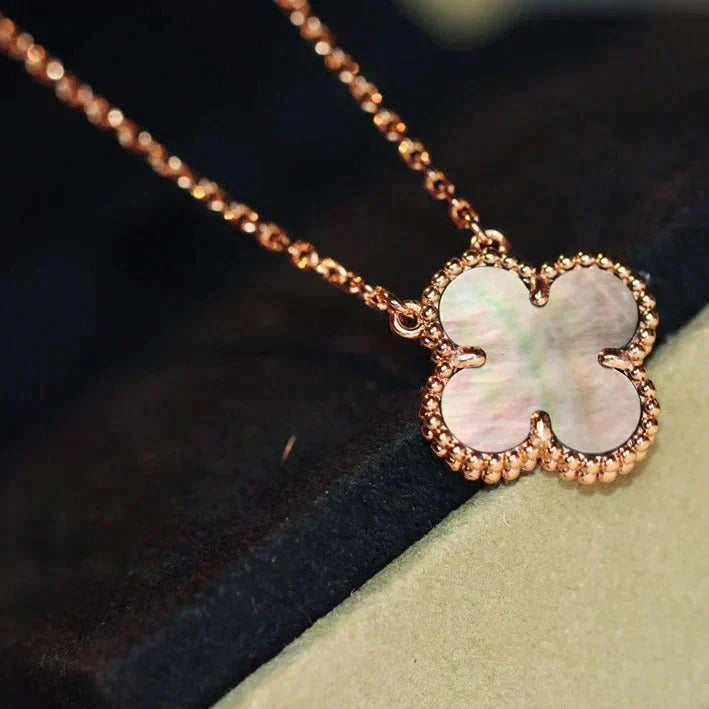 [Leaves]CLOVER 15MM  GRAY MOTHER OF PEARL NECKLACE