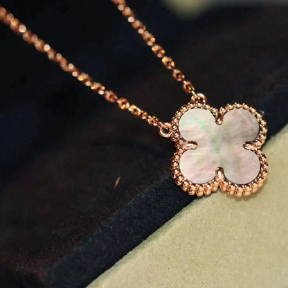 [Leaves]CLOVER 15MM  GRAY MOTHER OF PEARL NECKLACE
