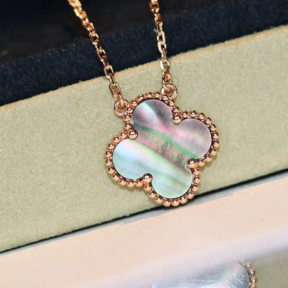 [Leaves]CLOVER 15MM  GRAY MOTHER OF PEARL NECKLACE