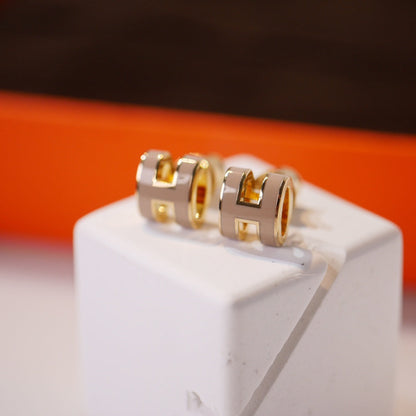 [Leaves]MINI POP H GOLD EARRINGS GREY