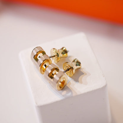 [Leaves]MINI POP H GOLD EARRINGS GREY
