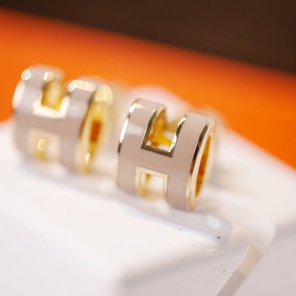 [Leaves]MINI POP H GOLD EARRINGS GREY
