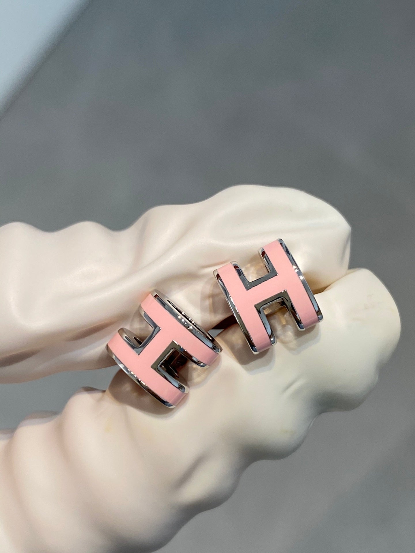 [Leaves]MINI POP H SILVER EARRINGS PINK