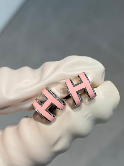 [Leaves]MINI POP H SILVER EARRINGS PINK