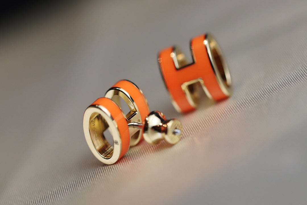 [Leaves]MINI POP H EARRINGS ORANGE