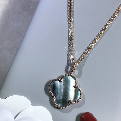 [Leaves]CLOVER 25MM GOLD DARK MOP BIG CLOVER NECKLACE