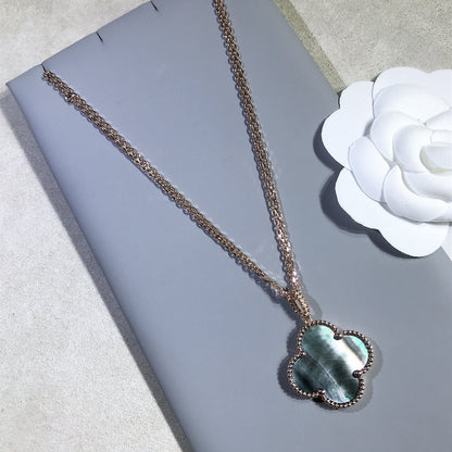 [Leaves]CLOVER 25MM GOLD DARK MOP BIG CLOVER NECKLACE