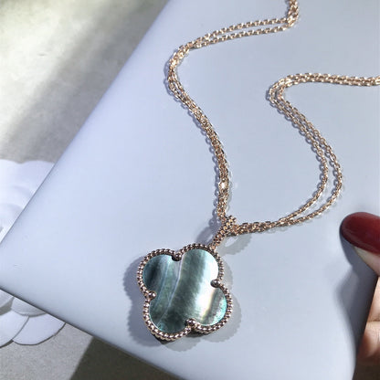 [Leaves]CLOVER 25MM GOLD DARK MOP BIG CLOVER NECKLACE