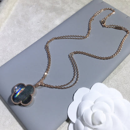 [Leaves]CLOVER 25MM GOLD DARK MOP BIG CLOVER NECKLACE
