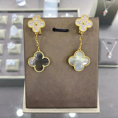[Leaves]CLOVER  2 MOTIFS  DIAMOND  EARRINGS (MULTIPLE CHOICESç´