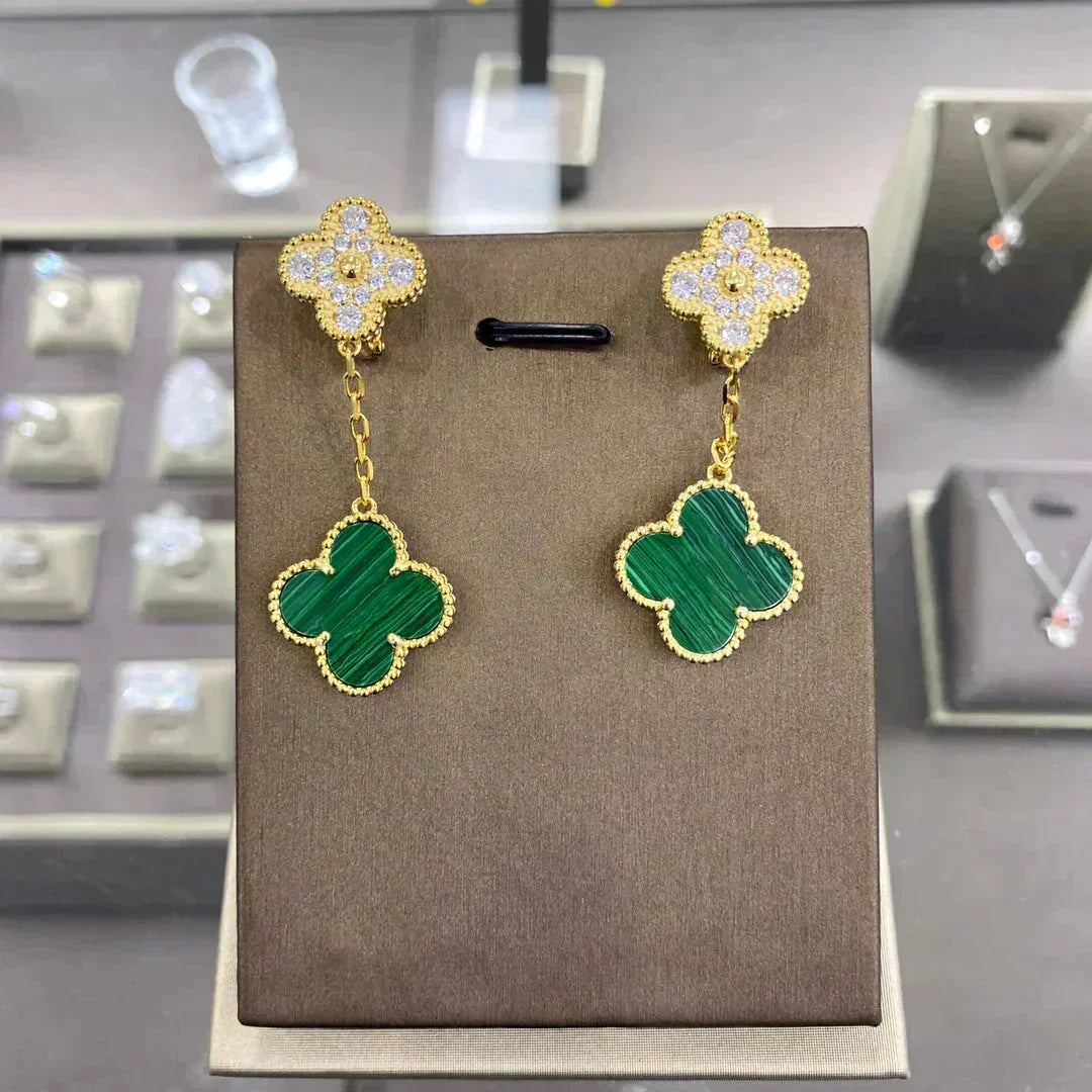 [Leaves]CLOVER  2 MOTIFS  DIAMOND  EARRINGS (MULTIPLE CHOICESç´