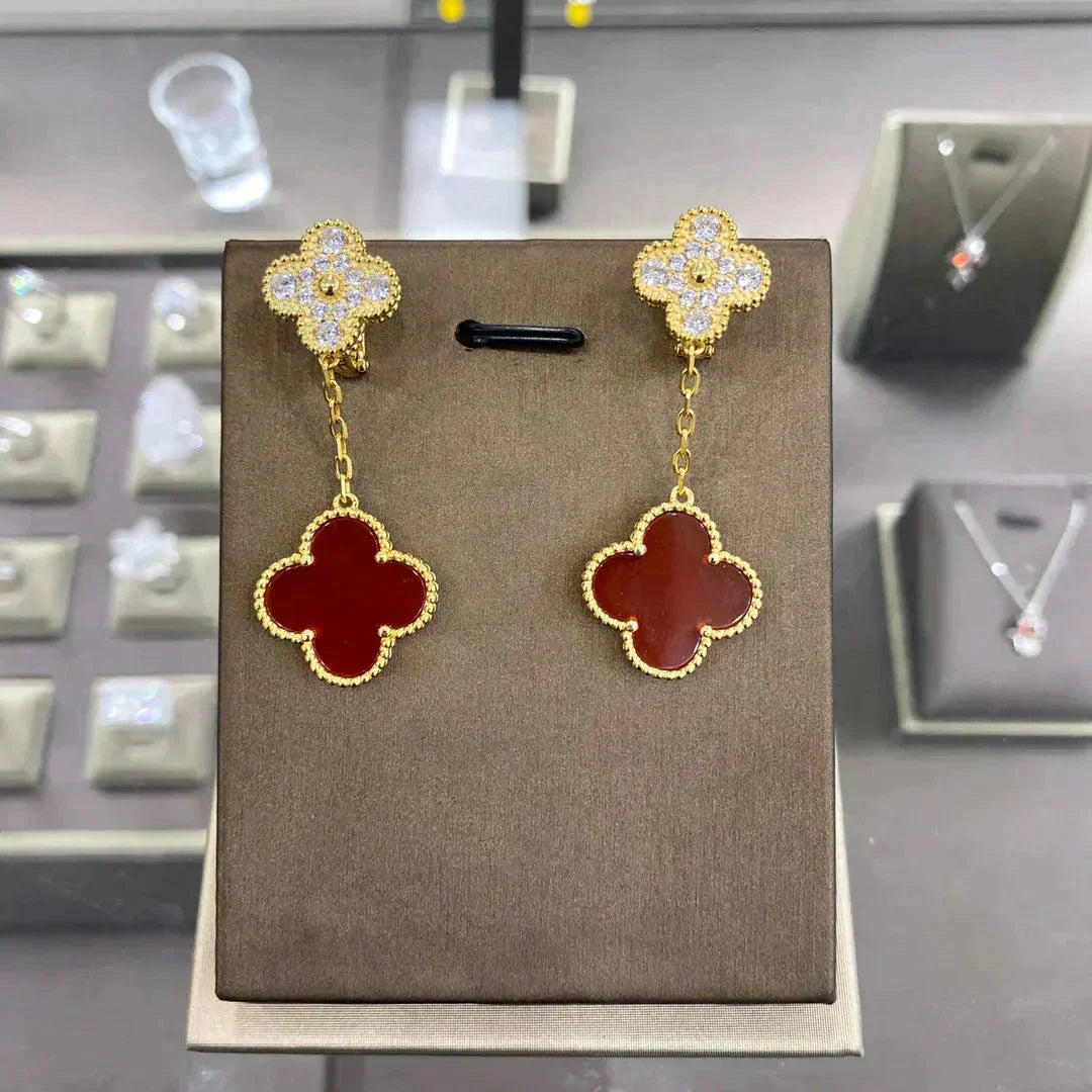 [Leaves]CLOVER  2 MOTIFS  DIAMOND  EARRINGS (MULTIPLE CHOICESç´