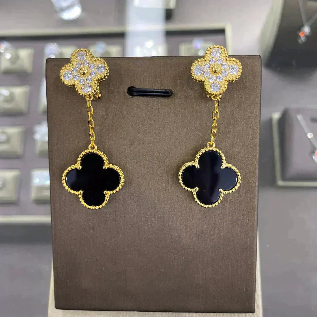 [Leaves]CLOVER  2 MOTIFS  DIAMOND  EARRINGS (MULTIPLE CHOICESç´
