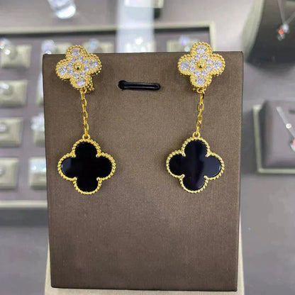 [Leaves]CLOVER  2 MOTIFS  DIAMOND  EARRINGS (MULTIPLE CHOICESç´