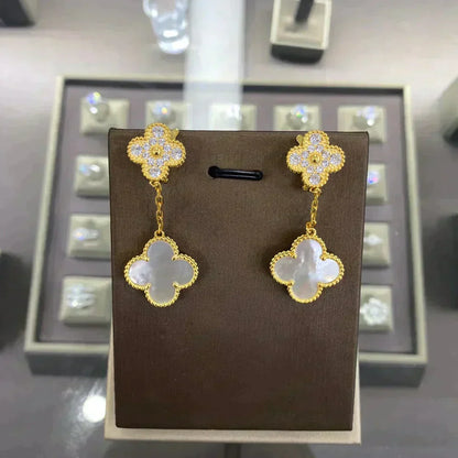 [Leaves]CLOVER  2 MOTIFS  DIAMOND  EARRINGS (MULTIPLE CHOICESç´
