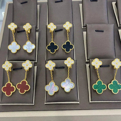[Leaves]CLOVER  2 MOTIFS  DIAMOND  EARRINGS (MULTIPLE CHOICESç´