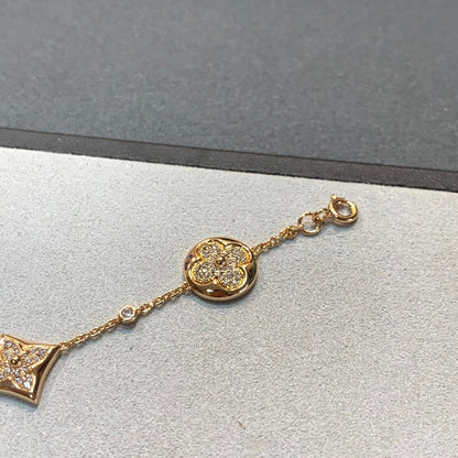 [Leaves]STAR AND SUN 4 MOTIFS GOLD DIAMONDS BRACELET