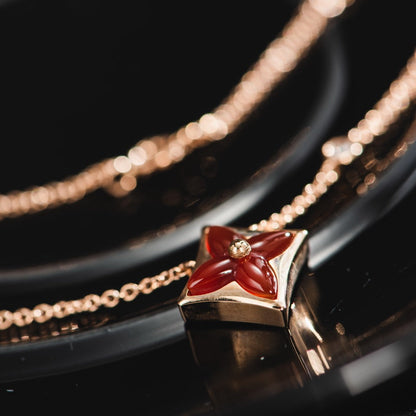 [Leaves]STAR NECKLACE ROSE GOLD 1 DIAMOND