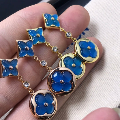 [Leaves]STAR AND SUN AGATE DIAMOND EARRINGS