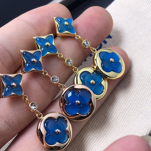 [Leaves]STAR AND SUN AGATE DIAMOND EARRINGS
