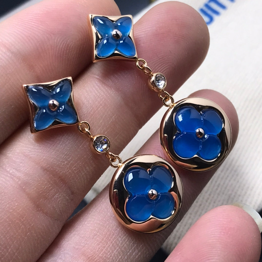 [Leaves]STAR AND SUN AGATE DIAMOND EARRINGS