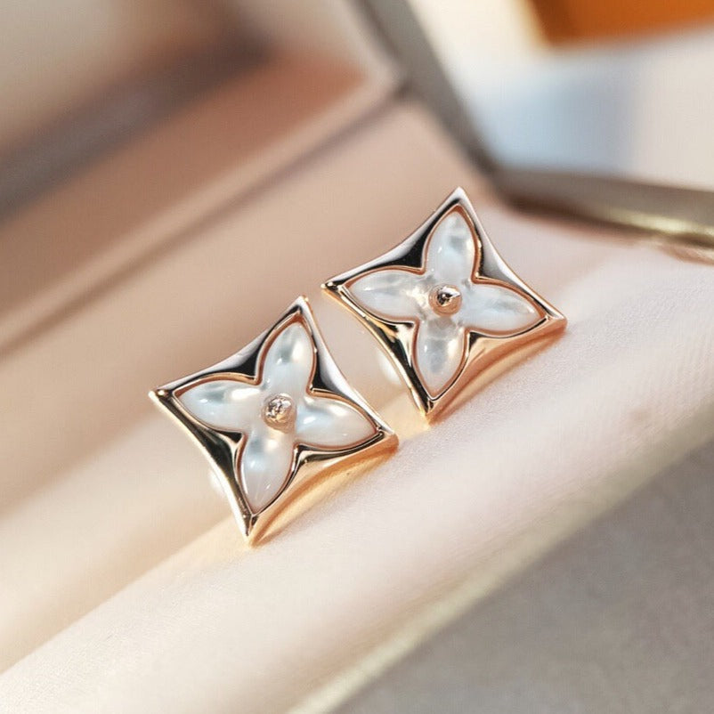 [Leaves]STAR MOP ROSE GOLD EARRINGS