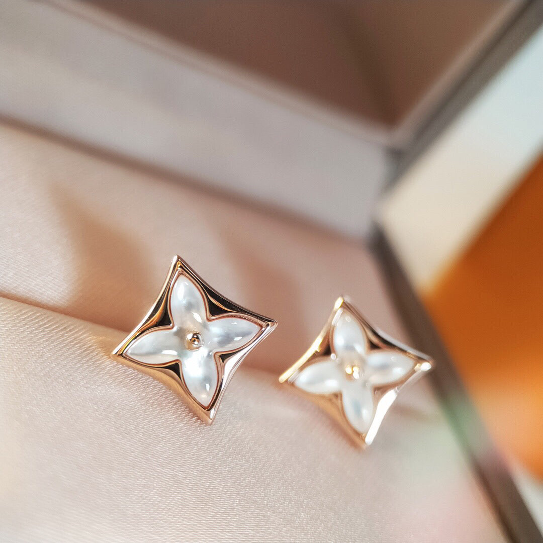 [Leaves]STAR MOP ROSE GOLD EARRINGS