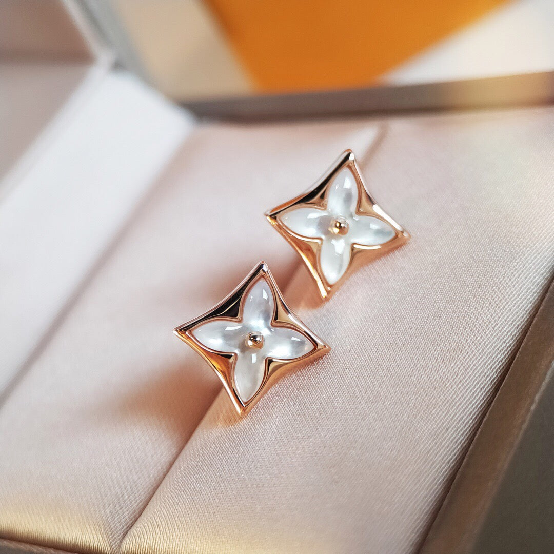 [Leaves]STAR MOP ROSE GOLD EARRINGS
