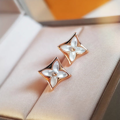 [Leaves]STAR MOP ROSE GOLD EARRINGS
