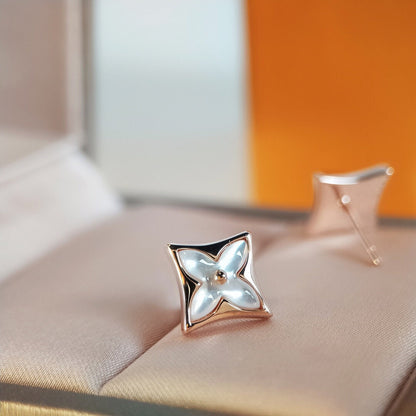 [Leaves]STAR MOP ROSE GOLD EARRINGS