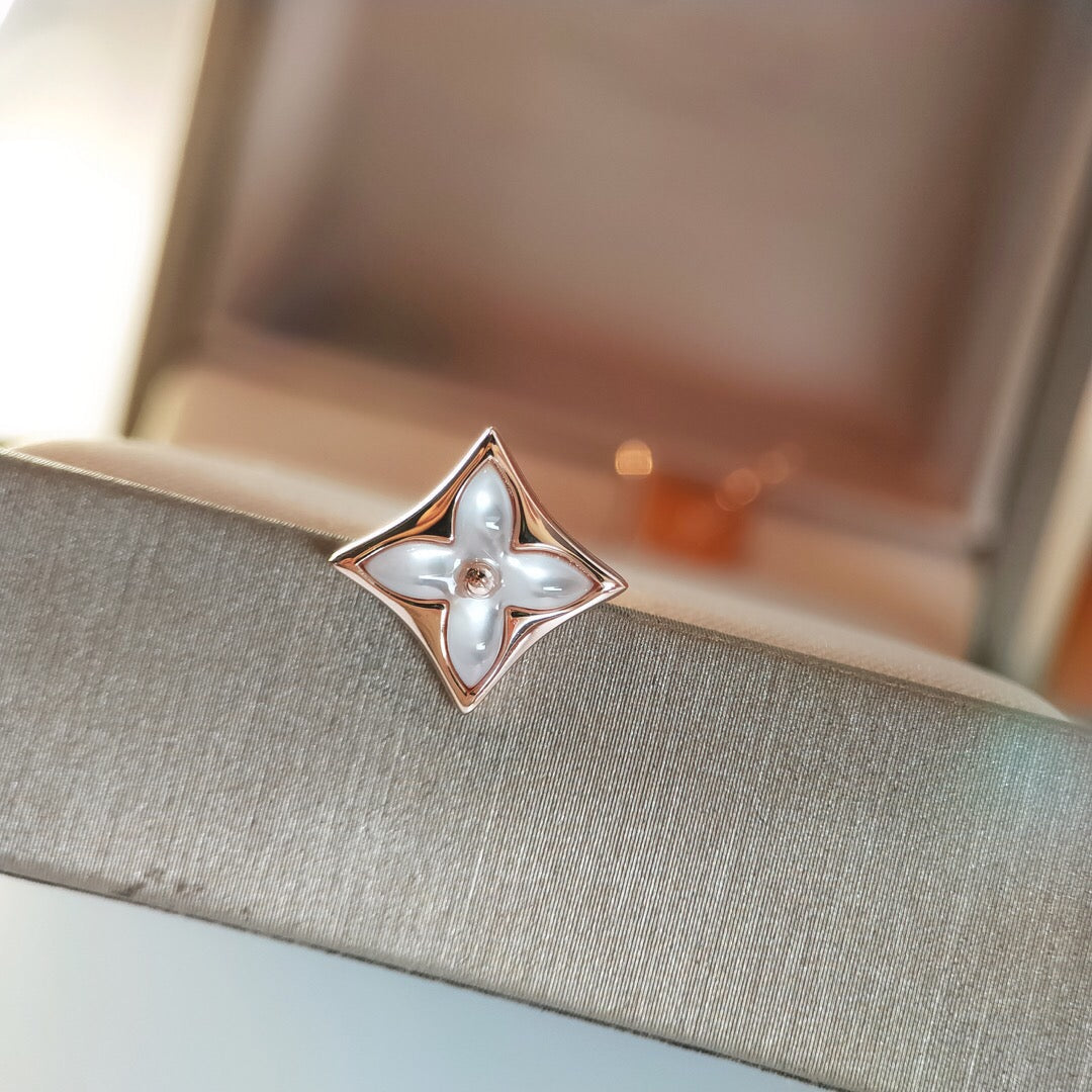 [Leaves]STAR MOP ROSE GOLD EARRINGS