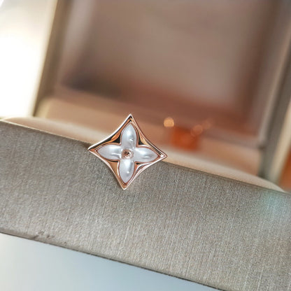 [Leaves]STAR MOP ROSE GOLD EARRINGS