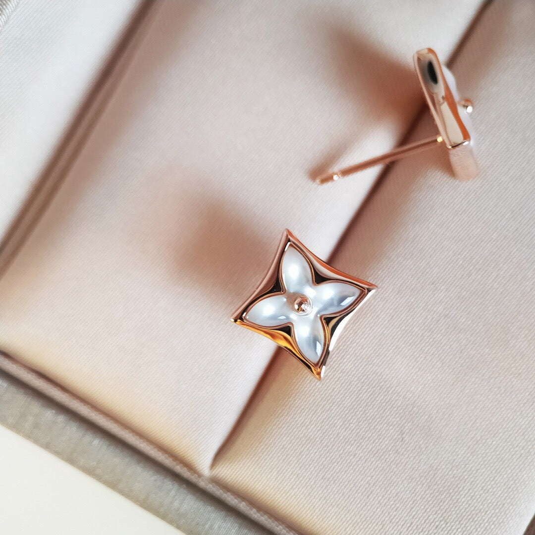 [Leaves]STAR MOP ROSE GOLD EARRINGS