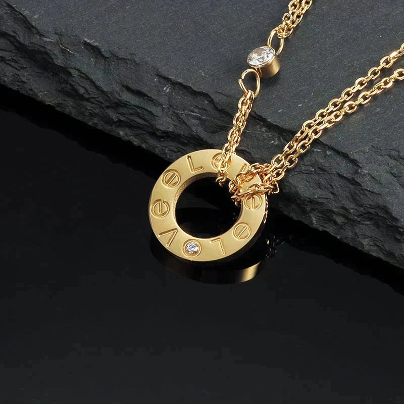 [Leaves]LOVE NECKLACE 16MM 2 DIAMONDS