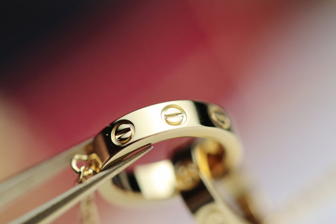 [Leaves]LOVE NECKLACE DOUBLE RING GOLD