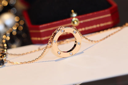 [Leaves]LOVE NECKLACE 16MM 6 DIAMONDS PINK GOLD