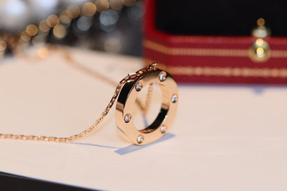 [Leaves]LOVE NECKLACE 16MM 6 DIAMONDS PINK GOLD