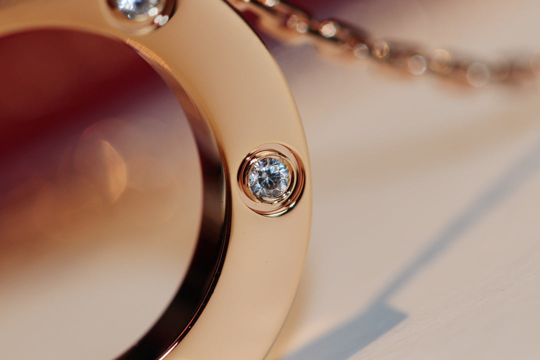 [Leaves]LOVE NECKLACE 16MM 6 DIAMONDS PINK GOLD