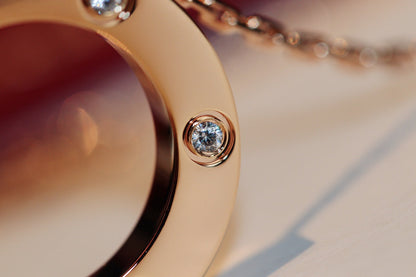 [Leaves]LOVE NECKLACE 16MM 6 DIAMONDS PINK GOLD