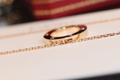[Leaves]LOVE NECKLACE 16MM 6 DIAMONDS PINK GOLD