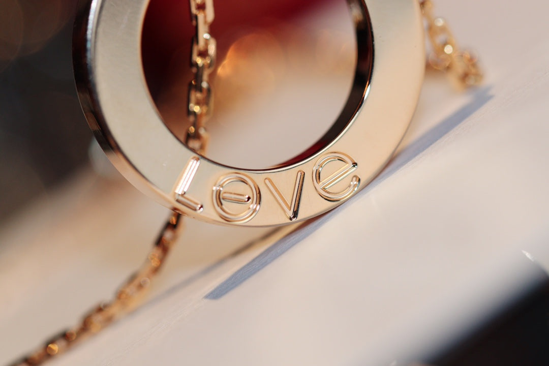 [Leaves]LOVE NECKLACE 16MM 6 DIAMONDS PINK GOLD