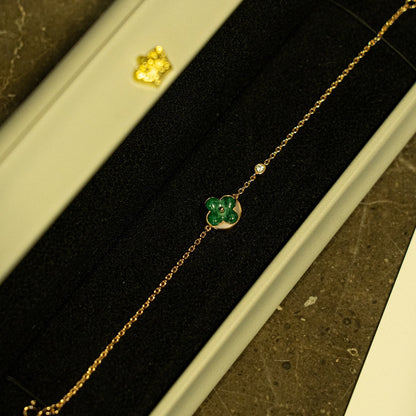 [Leaves]SUN MALACHITE 1 DIAMOND ROSE GOLD BRACELET