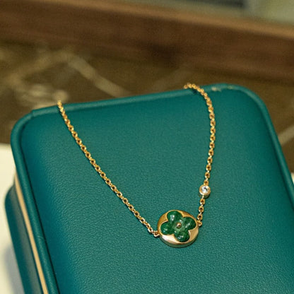 [Leaves]SUN MALACHITE 1 DIAMOND ROSE GOLD BRACELET