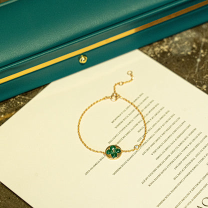 [Leaves]SUN MALACHITE 1 DIAMOND ROSE GOLD BRACELET
